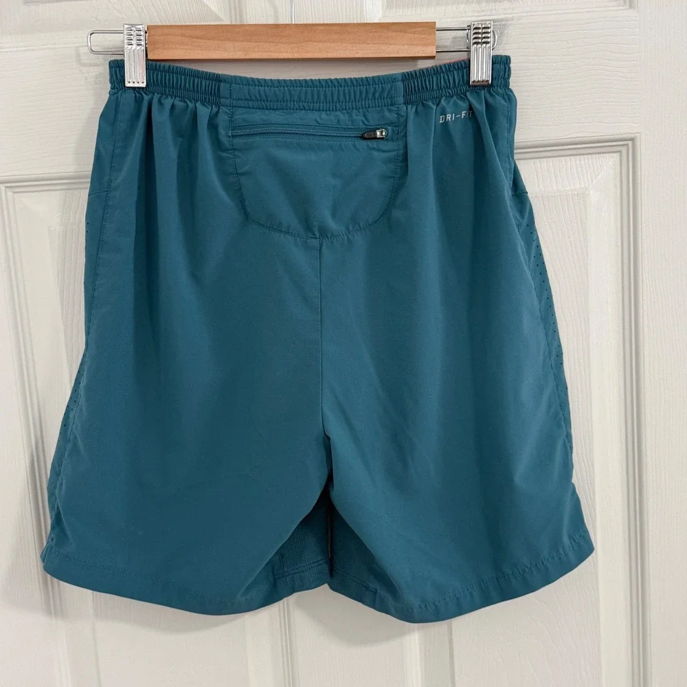 Nike Dri-FIT Running Shorts Mens Small Teal Blue Orange Liner Gym Athletic